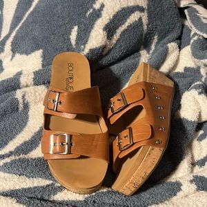 New cork wedge sandal. Great for summer dress up or casual wear